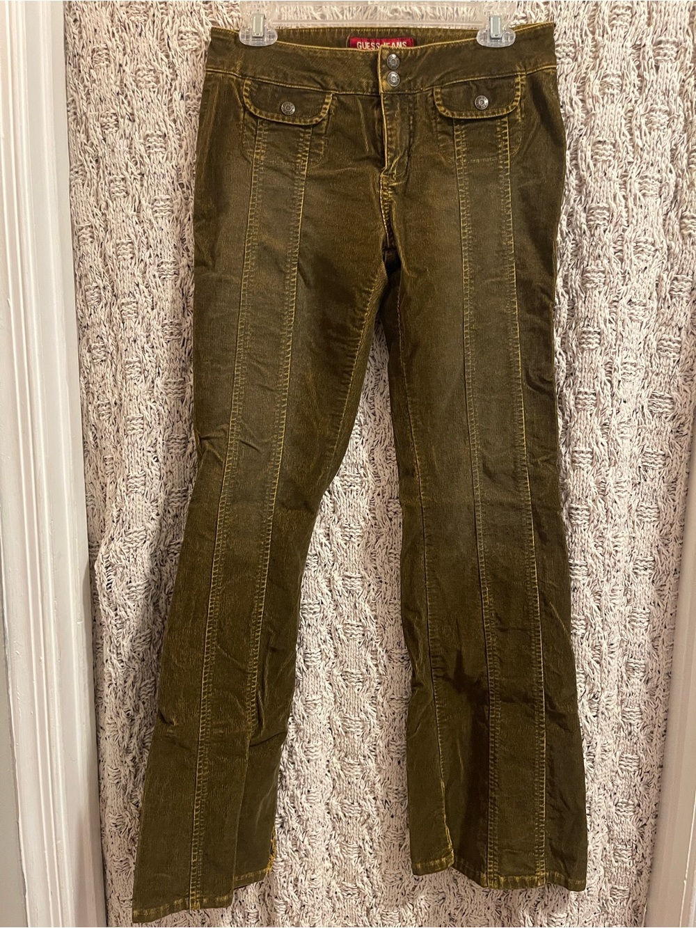 Guess Olive Green Corduroy Flare Jeans